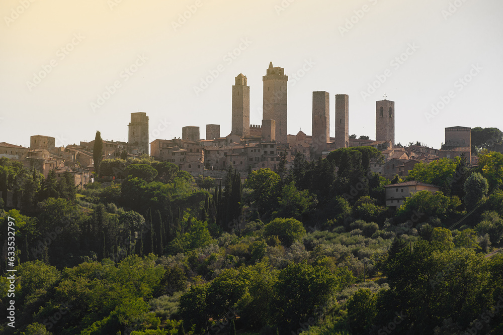 city skyline. Views of the village of San Gimignano in Tuscany, Italy. San Gimignano 