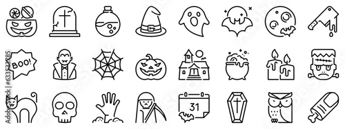 Wallpaper Mural Line icons about Halloween. Line icon on transparent background with editable stroke. Torontodigital.ca