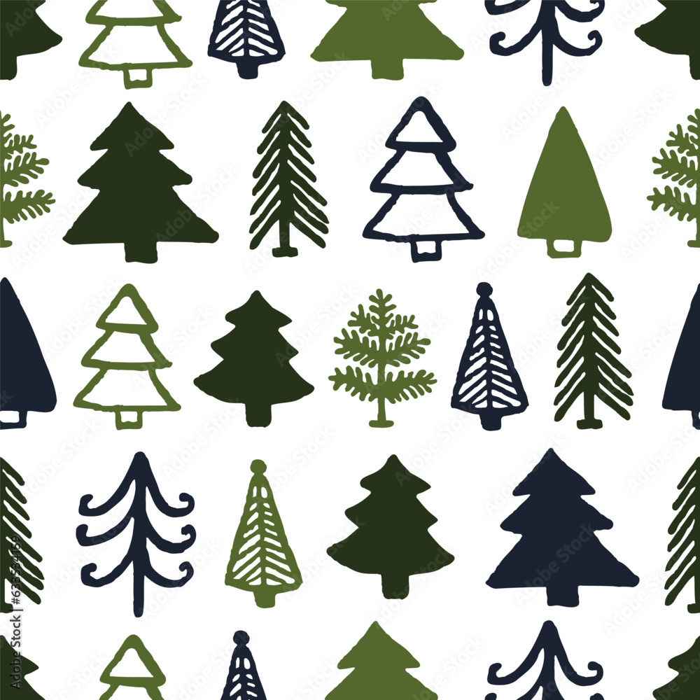 Christmas ornament with fir trees abstract seamless pattern Christmas ornament with fir trees abstract seamless pattern