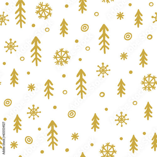 Christmas holiday abstract seamless pattern with fir trees (ID: 633534127)