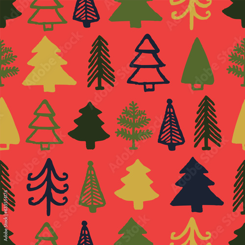 Christmas trees abstract seamless pattern winter holidays (ID: 633534176)