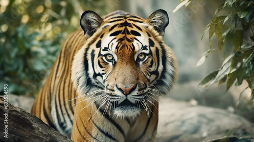 hunting tiger  tiger head  tiger stripes  Animal in wild nature