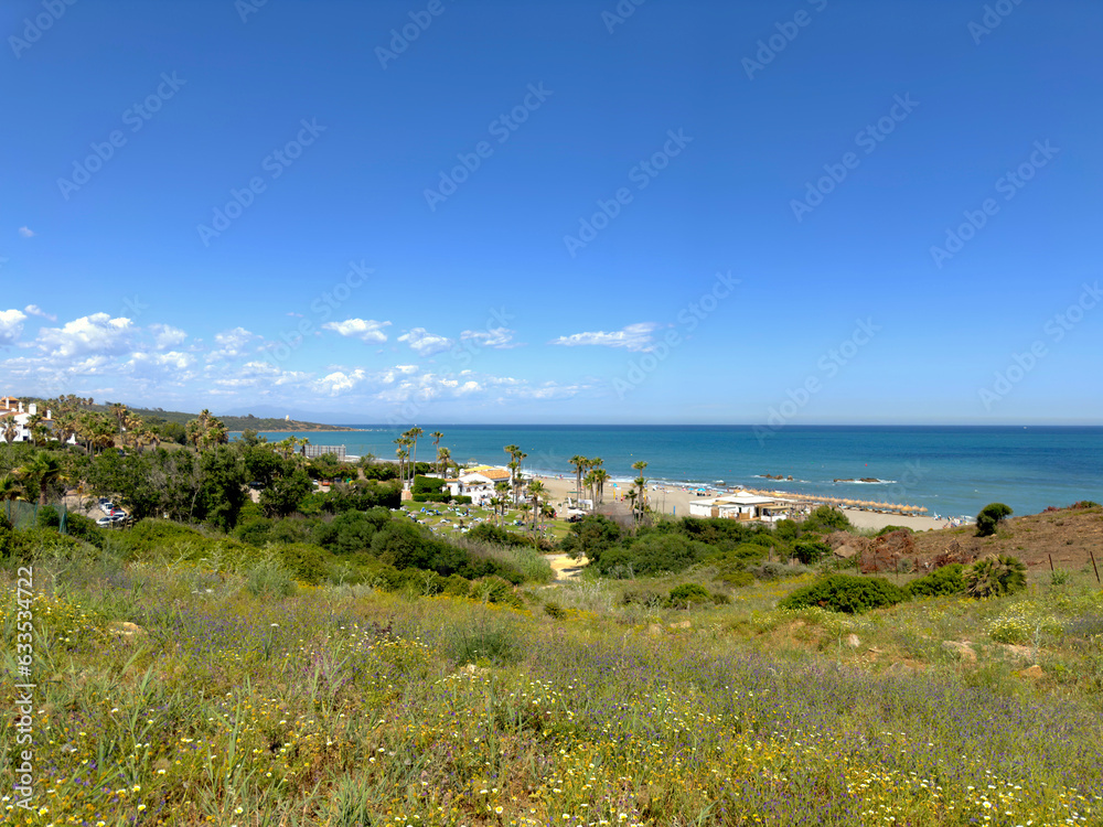 La Alcaidesa and the beach at the Mediterranean Sea, Cádiz, Andalusia, Malaga, Spain