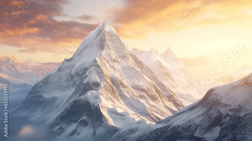 Majestic mountain peak in tranquil winter landscape background © Chiranjit