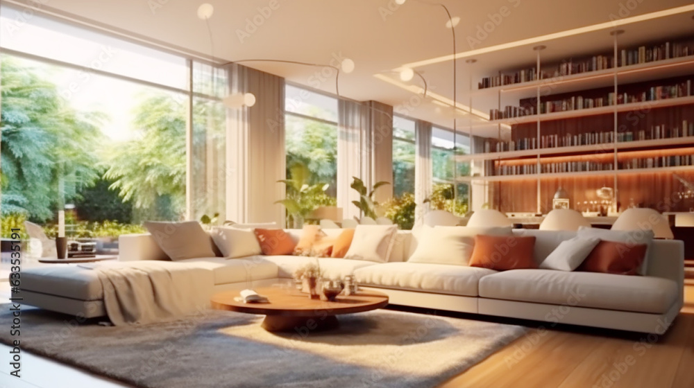 Fototapeta premium Modern home interior with elegant design and comfort background