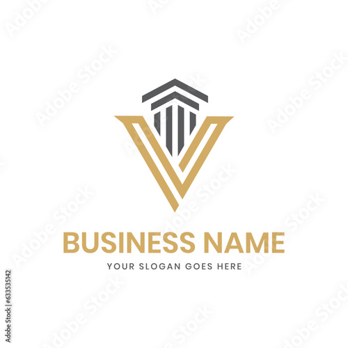V letter law firm logo design,  V letter mark unique attorney and law firm logo/identity. V letter law, lawyer, legal, attorney, law firm logo vector eps. Alphabet V attorney