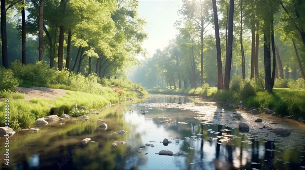 Obraz premium Nature beauty reflected in tranquil outdoor scene background
