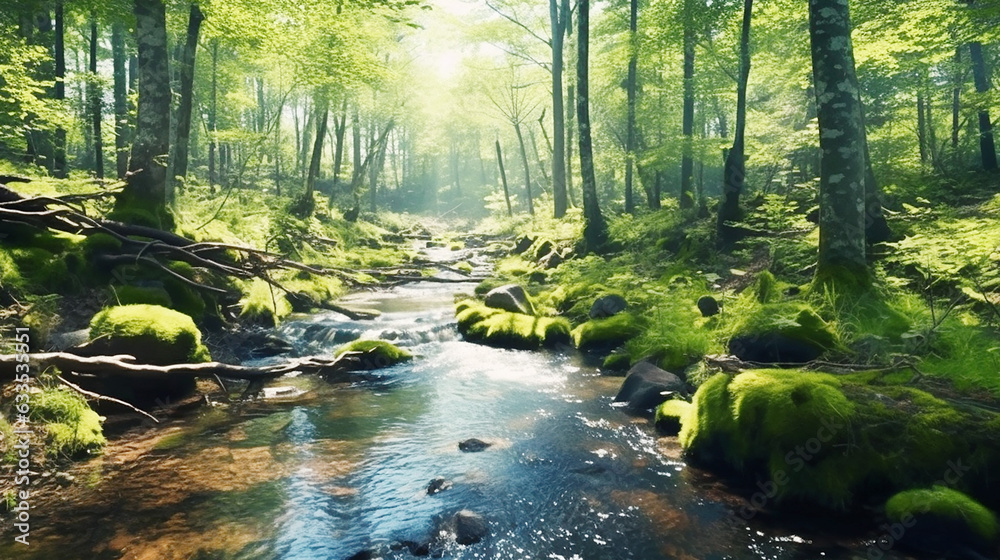 Nature portrayed in tranquil forest scene background