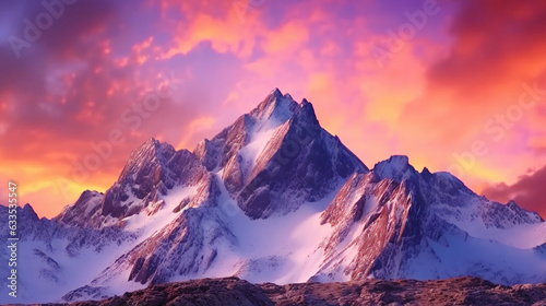 Nature mountain displays radiant at sunset background