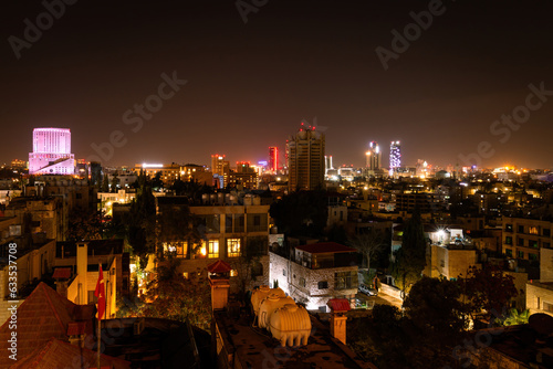 Obraz na płótnie Scenic view cityscape of Amman, Jordan by night w salonie