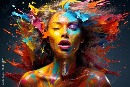 Vibrant Advertising Portrait Paint Splash: HD Wallpaper for Desktop & Smartphone