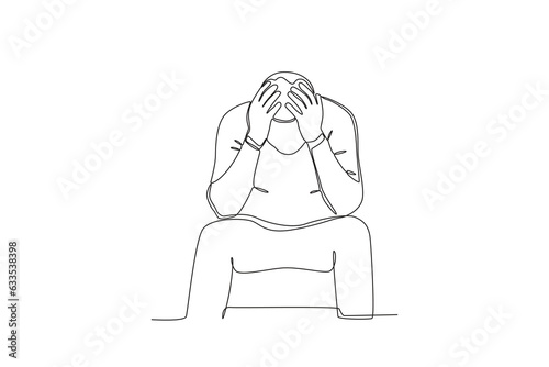A man has a depressive illness. World mental health day one-line drawing