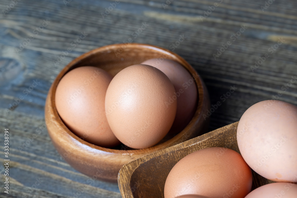 Chicken eggs lying on the table Chicken eggs lying on the table