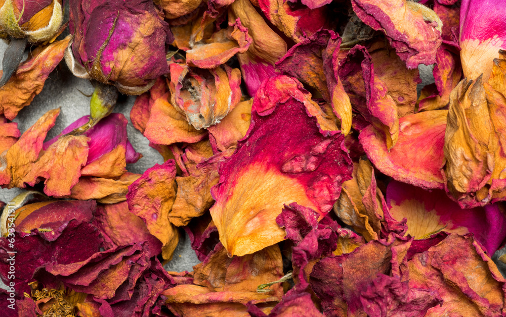 Autumn background with dry rose petals for the background of the desktop wallpaper postcards