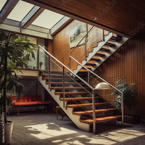 Obraz na płótnie un bel escalier design dans une maison de luxe - IA Generative w salonie