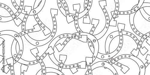 black white horseshoes seamless pattern