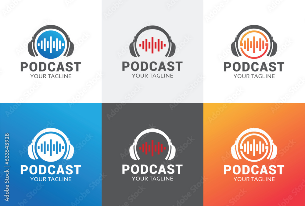 Podcast logo icon vector illustration