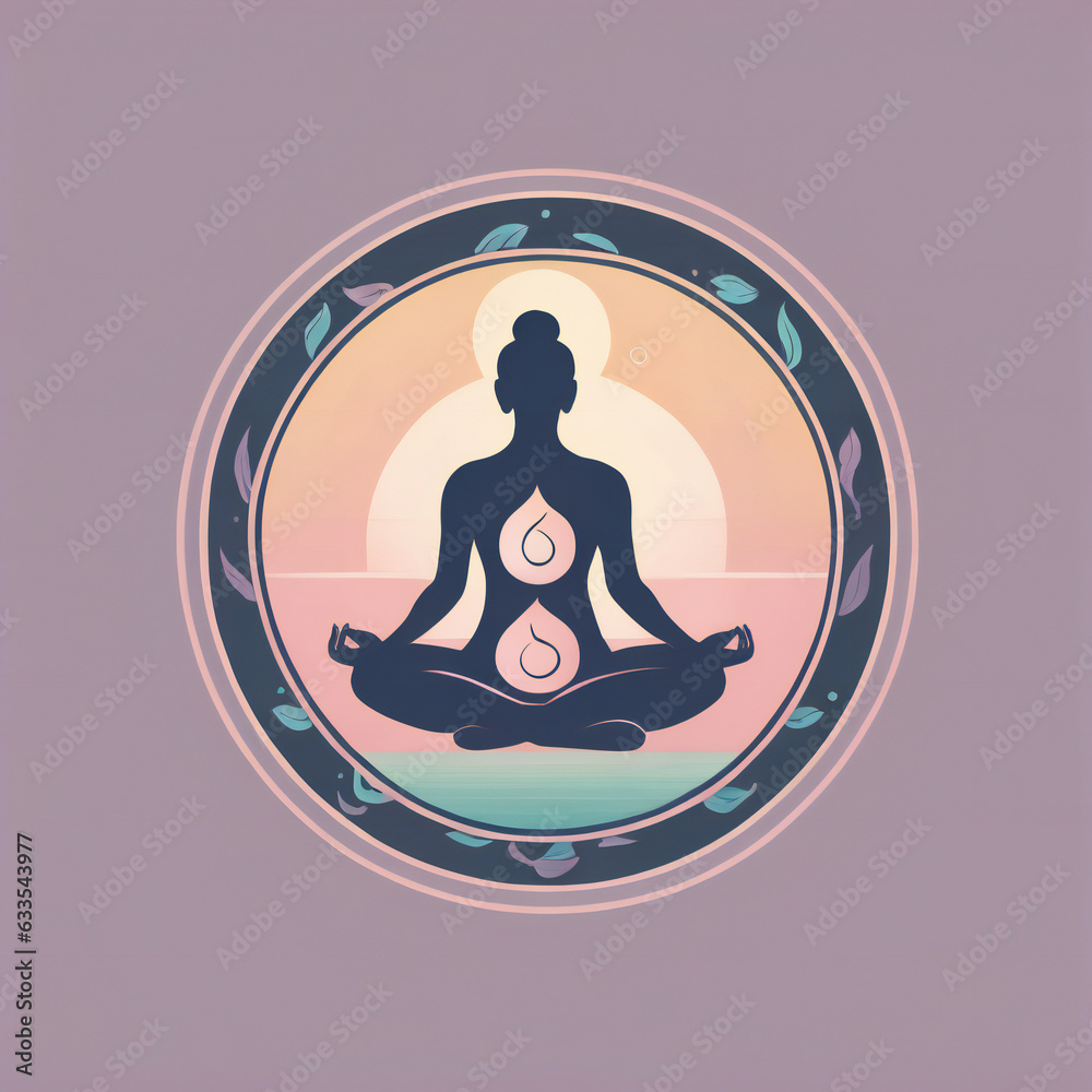 Zen yoga studio illustration, pastel colors Zen yoga studio illustration, pastel colors