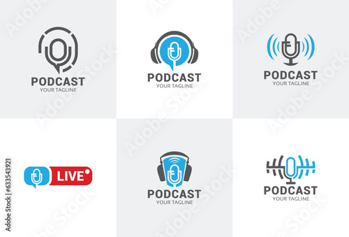 Podcast logo icon vector illustration