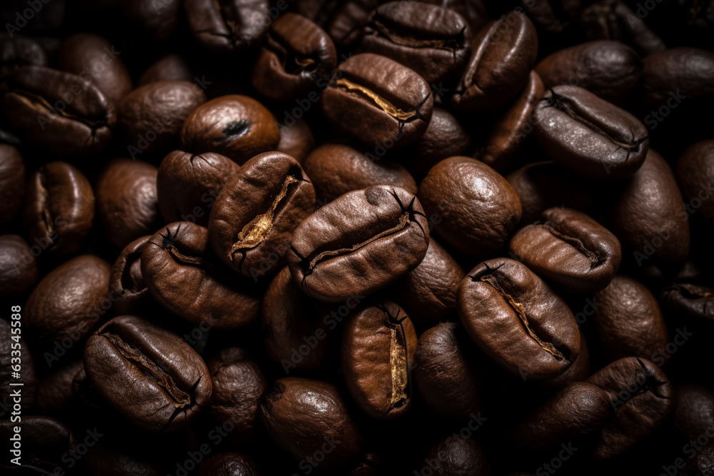 Fototapeta premium Close-up view of dark roasted coffee bean