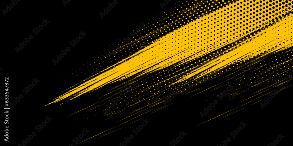 Dots halftone yellow and dark blue color pattern gradient grunge texture background. Dots pop art sport style vector illustration