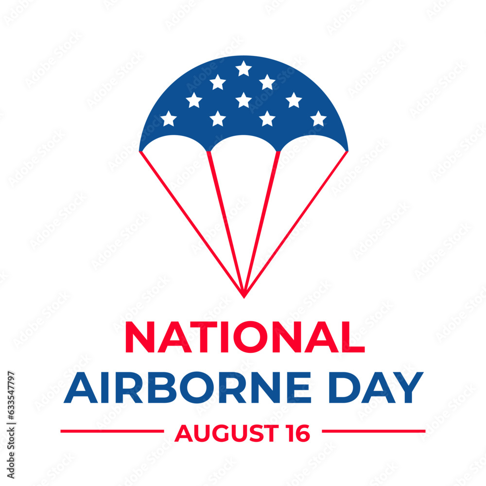 Fototapeta premium National Airborne Day typography poster. Holiday in USA on August. 16. Vector template for banner, flyer, etc