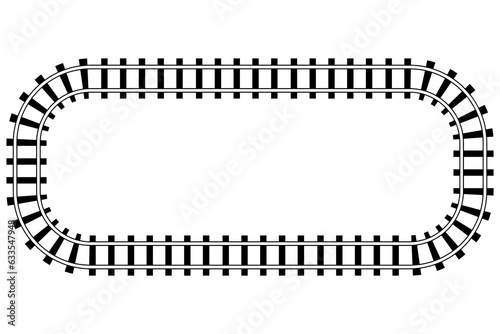 Railroad frame. Top view railroad train pathes. Railway train track background. Vector illustration. Eps 10. S