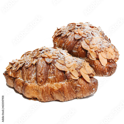 Croissant with almond on a transparent background