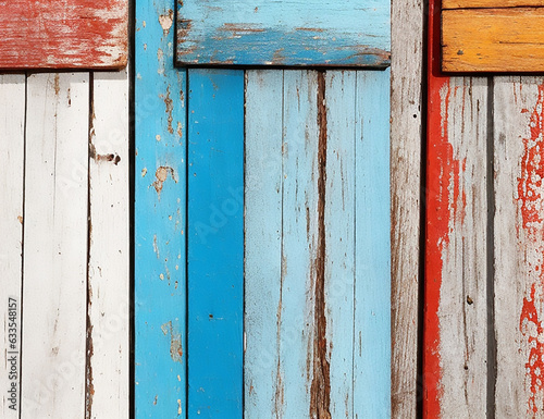 Old wooden planks, colorful paint texture © syam