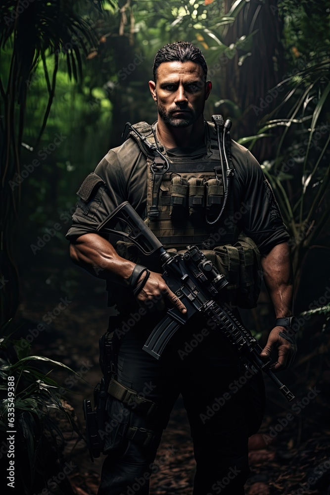 Fototapeta premium photography of a standing special forces soldier