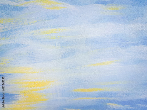 blue white yellow water painting