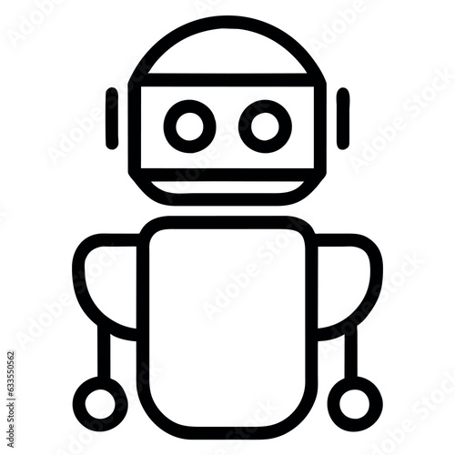 Robot icon. Square robot icon. Robot made of lines.