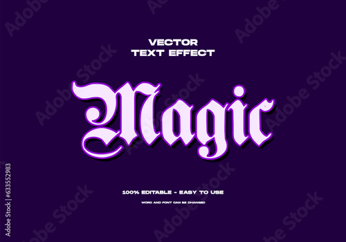 Magic editable text effect. Purple retro style