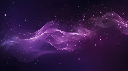 Digital purple particles wave and light abstract background with shining dots stars. 
