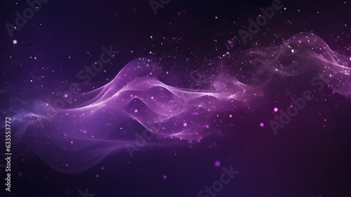Digital purple particles wave and light abstract background with shining dots stars. 