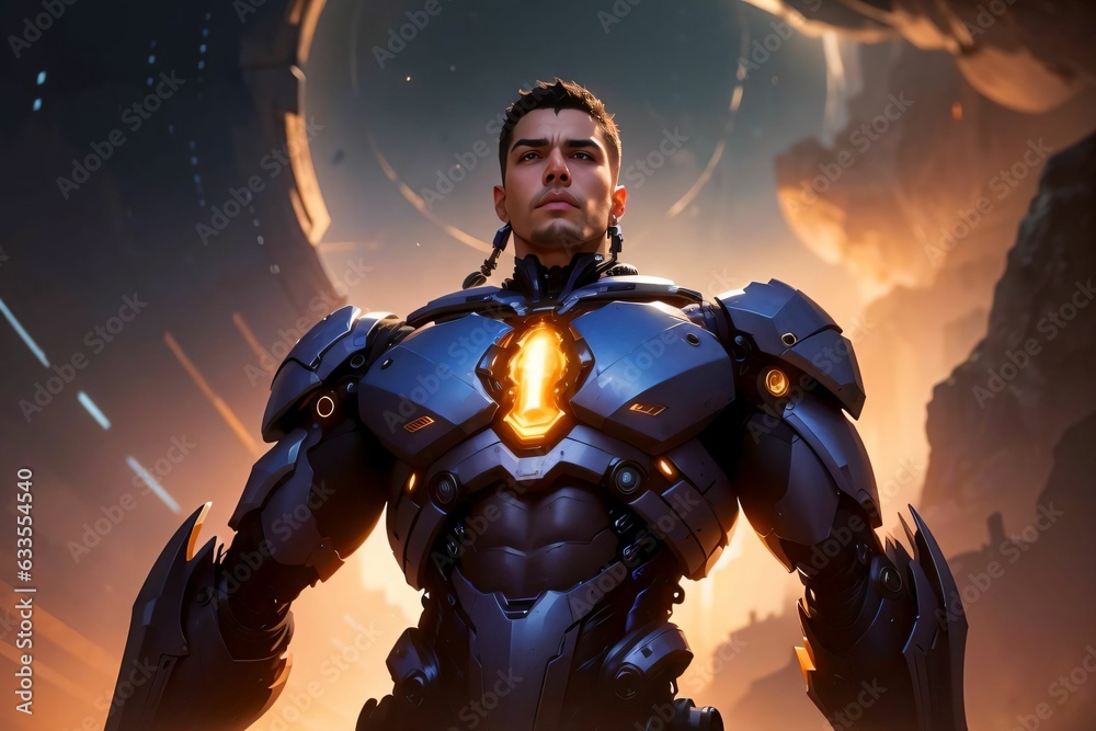 Naklejka premium portrait of a cyborg hero