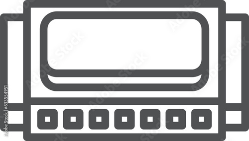 線画のシンプル楽器の単品アイコン　ハーモニカ