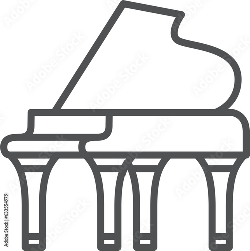 線画のシンプル楽器の単品アイコン　ピアノ