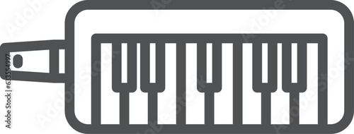 線画のシンプル楽器の単品アイコン　鍵盤ハーモニカ