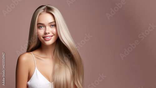 Beautiful girl with long blonde hair, Treatment, care and spa procedures. © pariketan