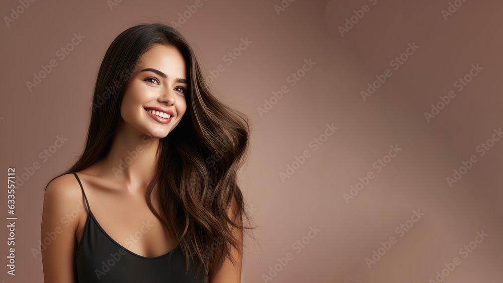 Beautiful girl with long brown hair, Treatment, care and spa procedures. Beautiful girl with long brown hair, Treatment, care and spa procedures.