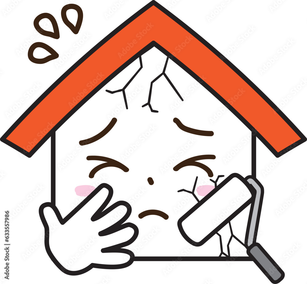 ひび割れた外壁について悩む家の表情 Stock Vector | Adobe Stock