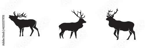 deer vector illustration. Deer Silhouette on White Background. Deer silhouette in the wild. Deer silhouette.