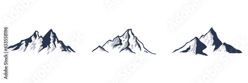 Mountains set. Hand drawn rocky peaks. Vector illustration.
