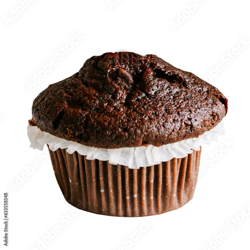 Chocolate muffin isolated on transparent background