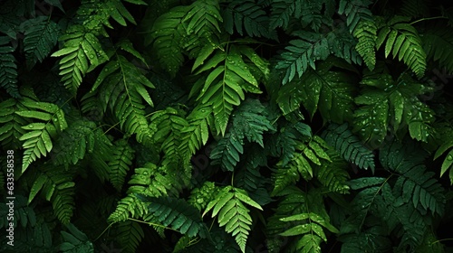 Tropical leaves background. Green Fern leaves pattern. Tropical leaves texture  Generative AI