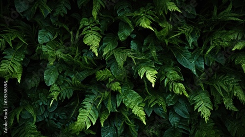 Tropical leaves background. Green Fern leaves pattern. Tropical leaves texture, Generative AI