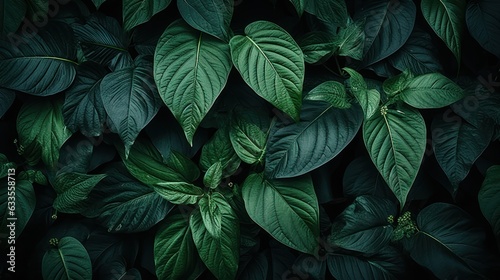 Tropical leaves background. Green leaves pattern. Tropical leaves texture  Generative AI