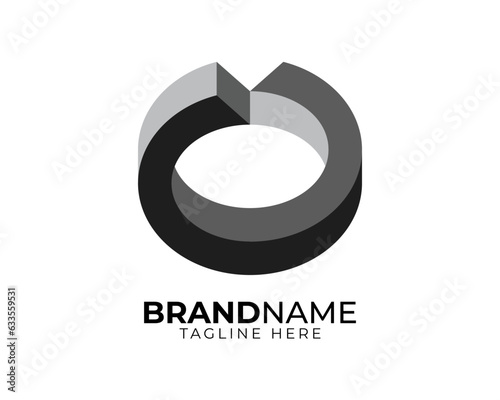 3d grayscale shading impossible shape geometry as initial letter C O U