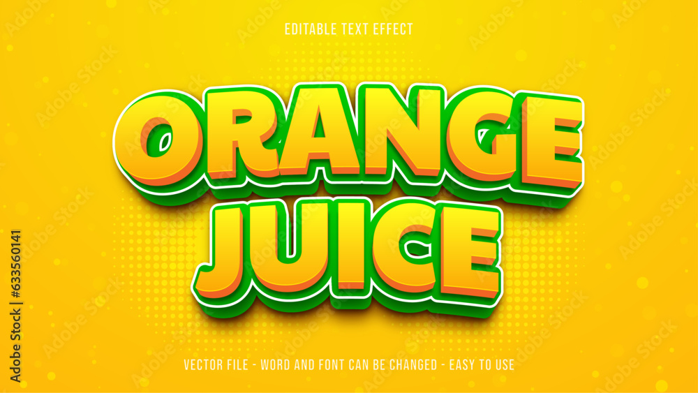 Orange juice theme 3d editable text effect